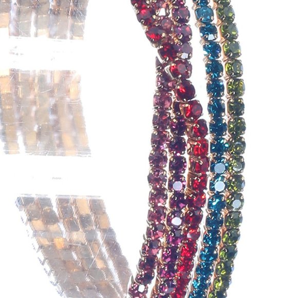 Rainbow Rhinestone Hoop Earrings & Bracelet Set - Picture 2 of 2